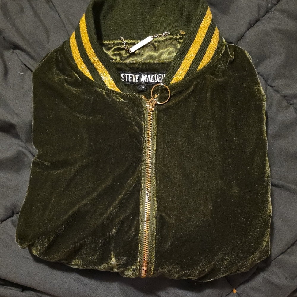 Steve Madden Olive Velvet Bomber